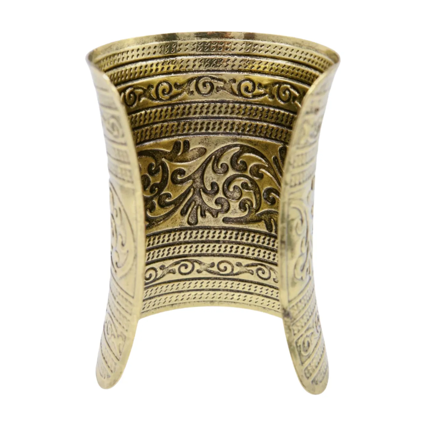 Women Antique Gold Long Metal Roman Cuff Bracelet
