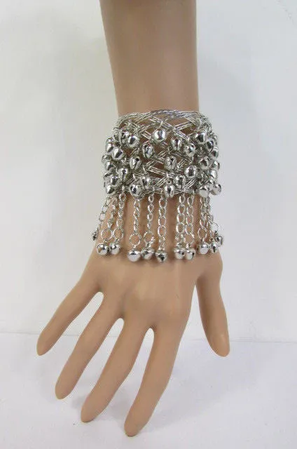 Women Antique Gold Long Metal Roman Cuff Bracelet