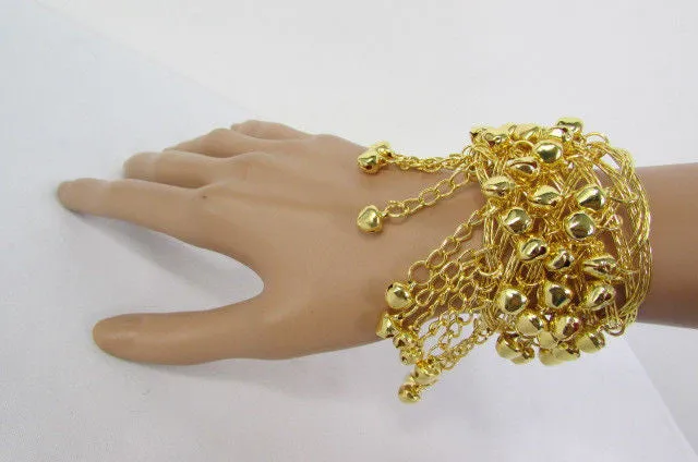 Women Antique Gold Long Metal Roman Cuff Bracelet