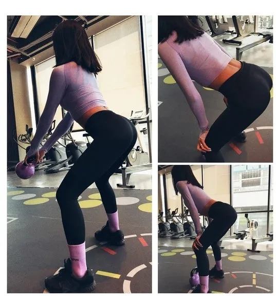 Women Cropped Seamless Long Sleeve Top Sports Wear for Women Gym Yoga Shirt