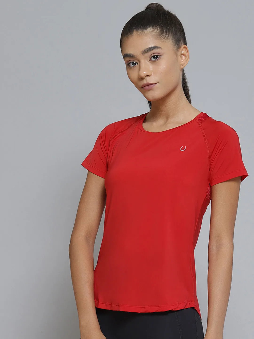 Women Red Organic Cotton Anti Odour Sports T-shirt