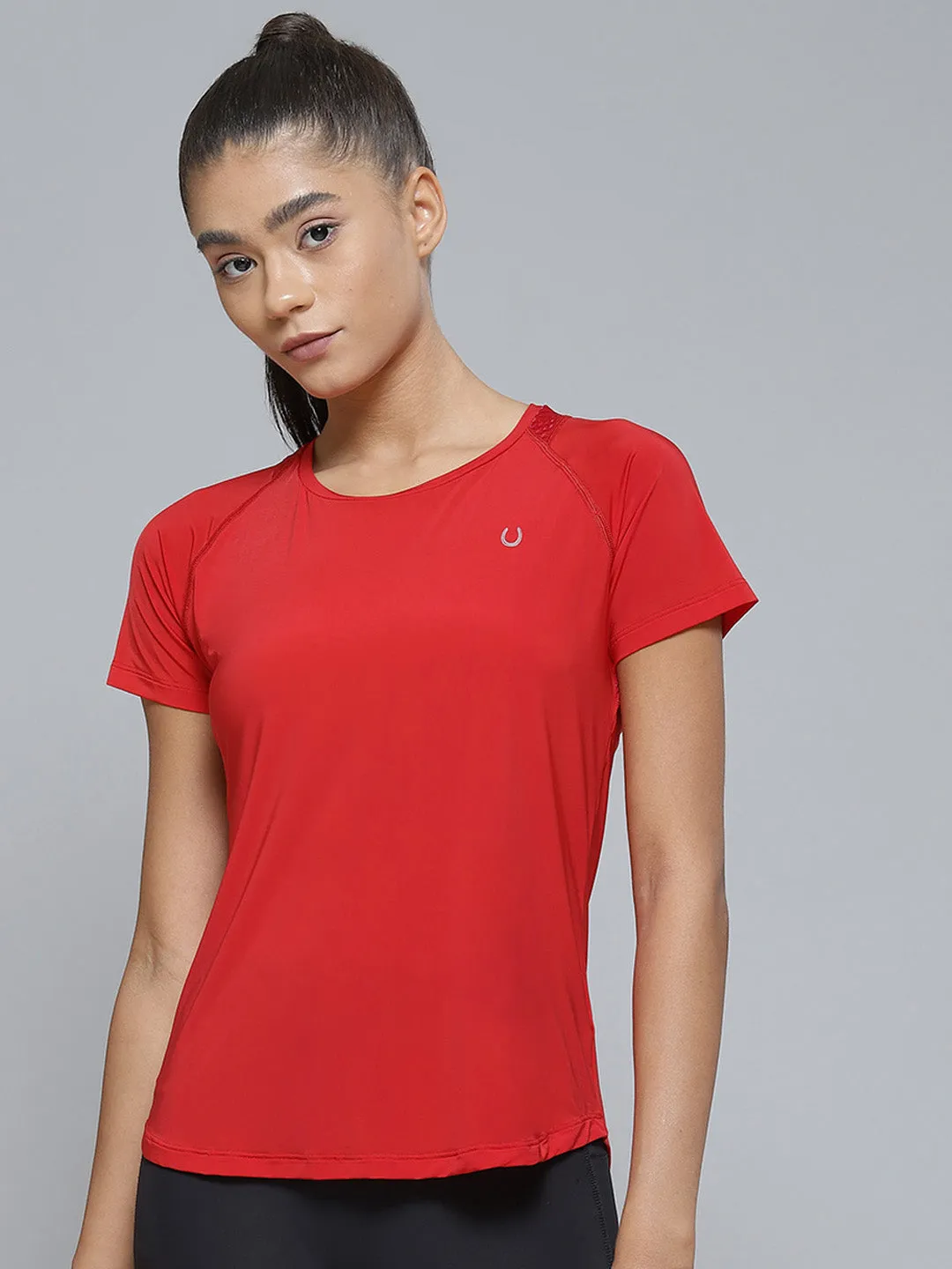 Women Red Organic Cotton Anti Odour Sports T-shirt