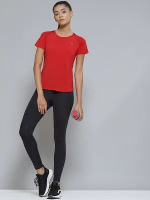 Women Red Organic Cotton Anti Odour Sports T-shirt