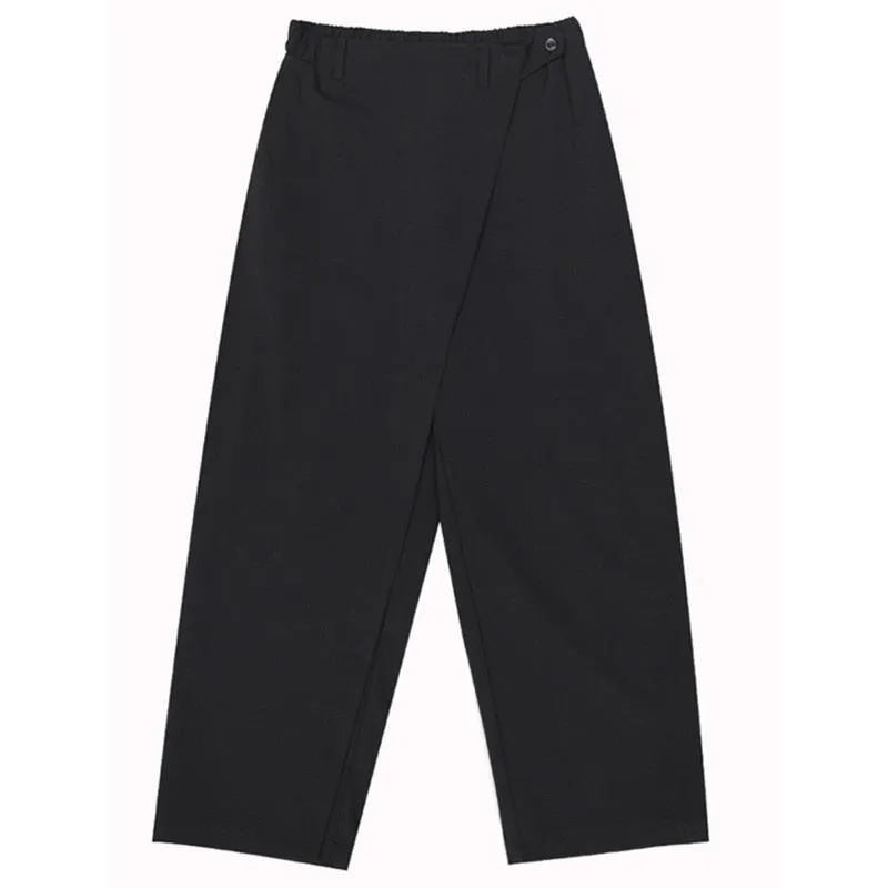 Women's Elastic Waist Brief Above Ankle Pleated Long Trousers