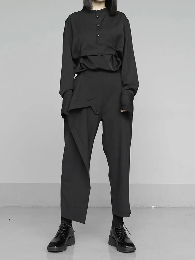 Women's Elastic Waist Brief Above Ankle Pleated Long Trousers