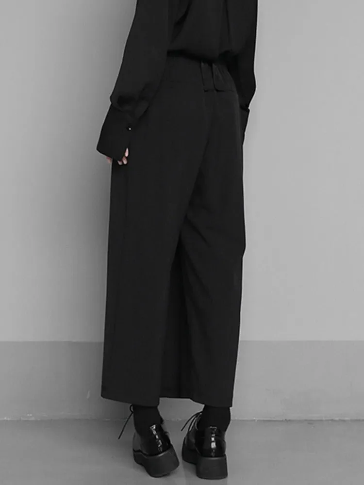 Women's Elastic Waist Brief Above Ankle Pleated Long Trousers