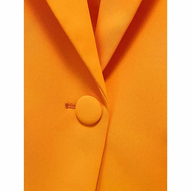 Women's Orange Pantsuit Single Button Flared Pants Suit Jacket   Trousers