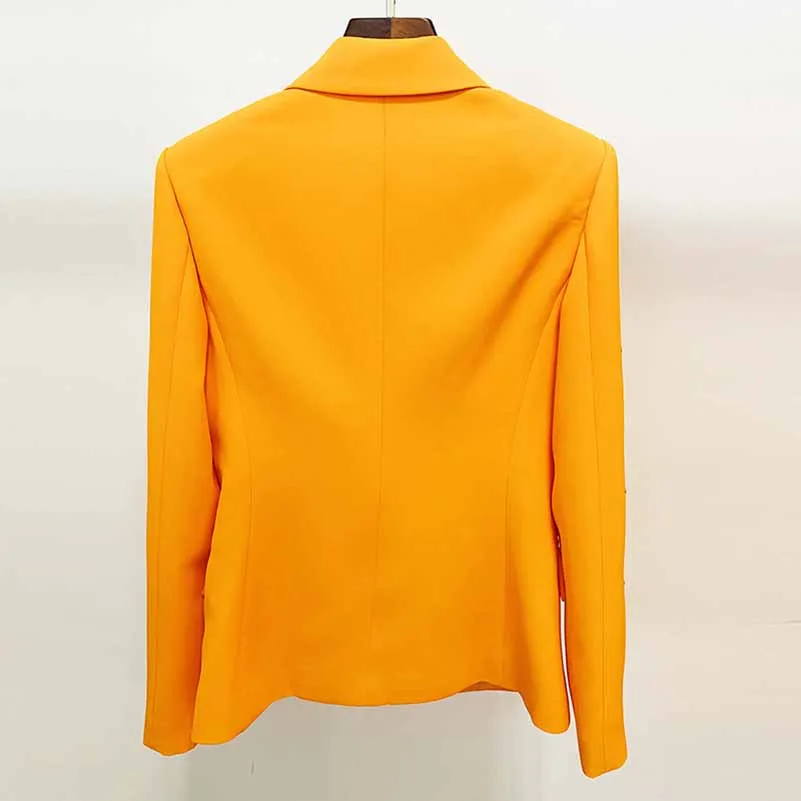 Women's Orange Pantsuit Single Button Flared Pants Suit Jacket   Trousers