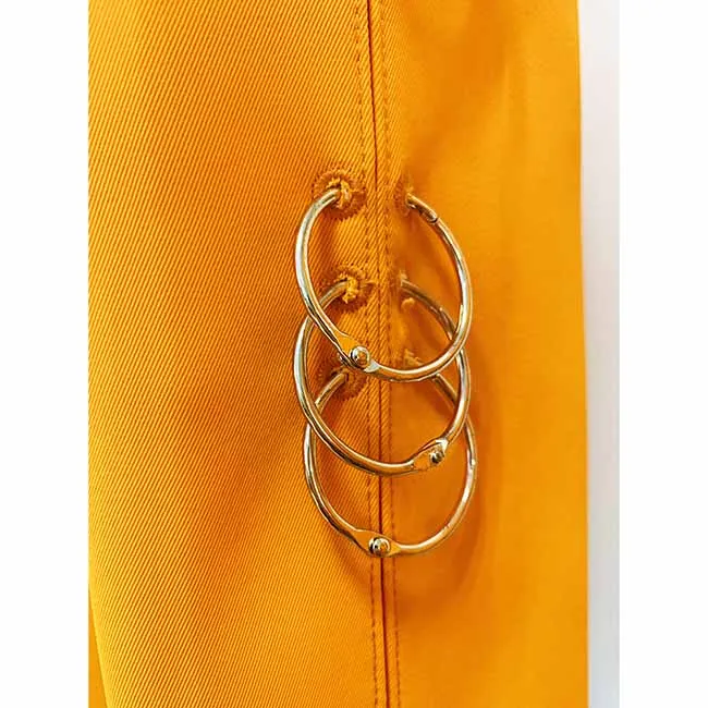 Women's Orange Pantsuit Single Button Flared Pants Suit Jacket   Trousers