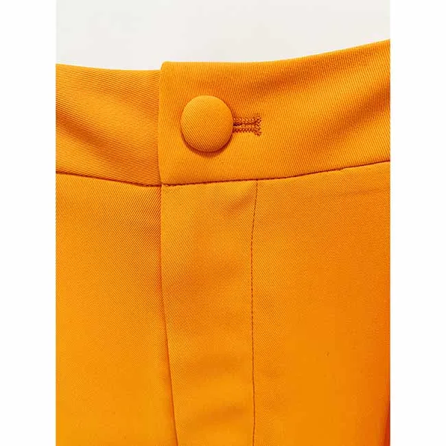 Women's Orange Pantsuit Single Button Flared Pants Suit Jacket   Trousers