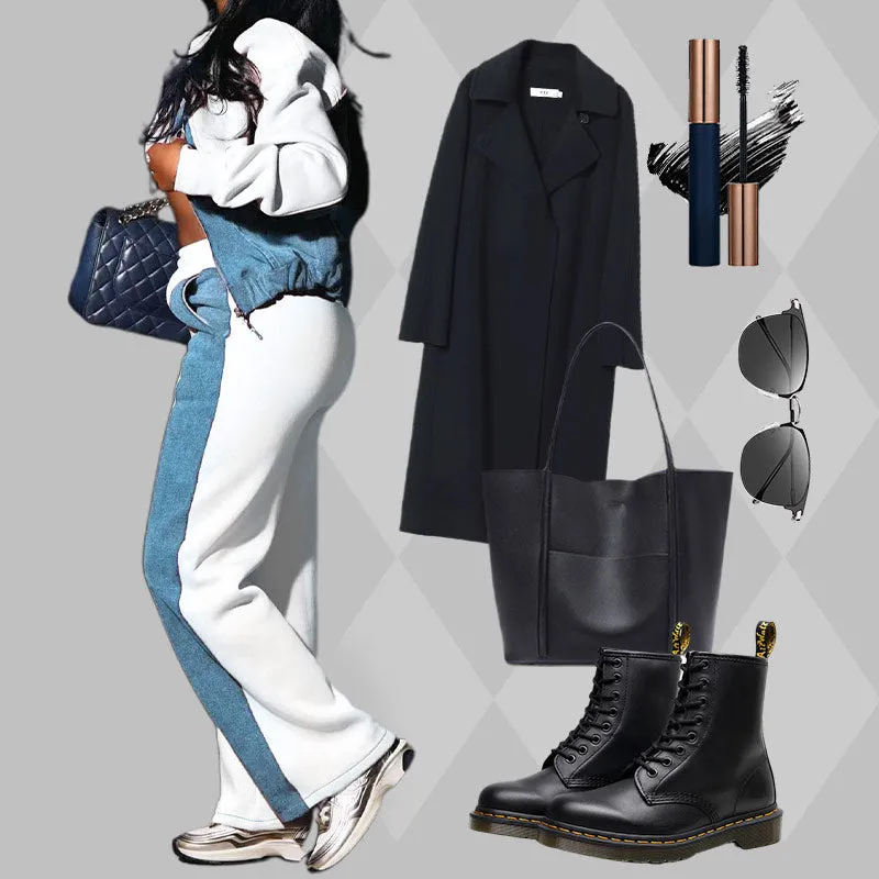 Women’s Trendy Color Block Jacket & Pants 2-Piece Set