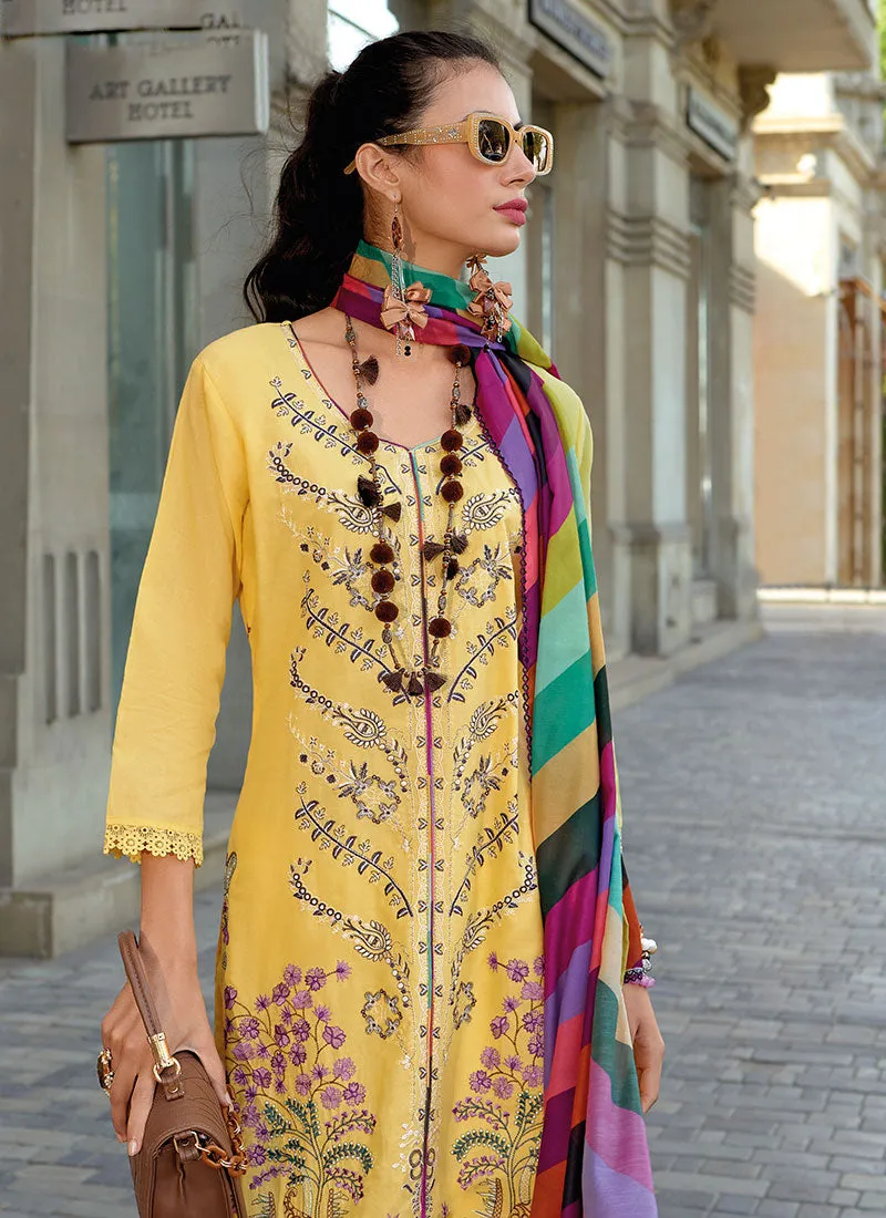 Yellow Multi Embroidery Pakistani Style Salwar Suit