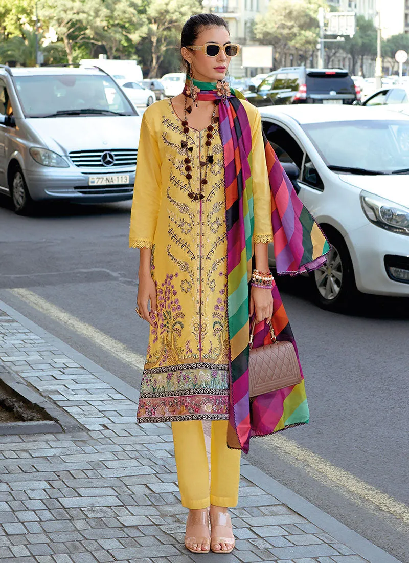 Yellow Multi Embroidery Pakistani Style Salwar Suit