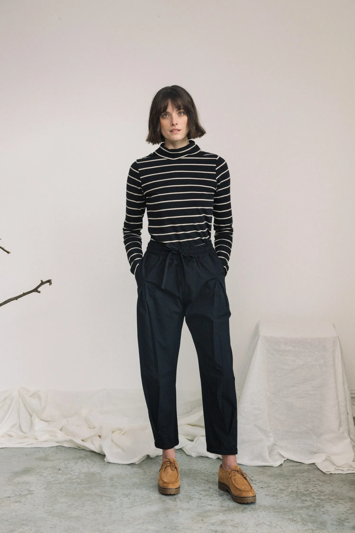 Yomogi Organic Cotton Poplin Trouser in Black