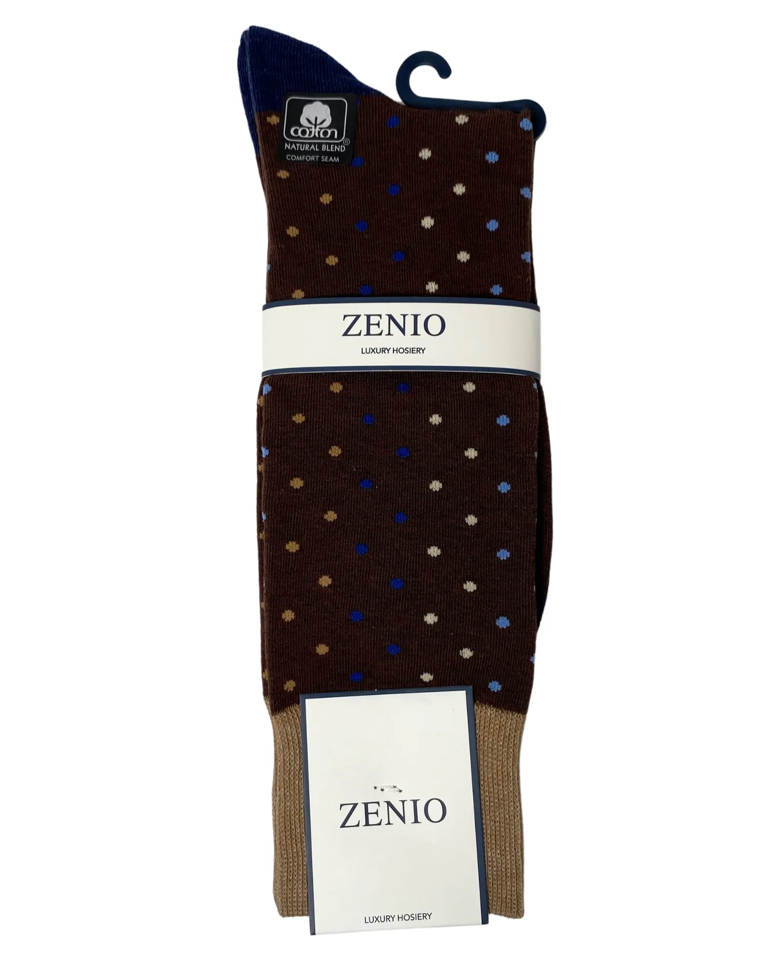Zenio Dotted Patterned Dress Socks- Brown