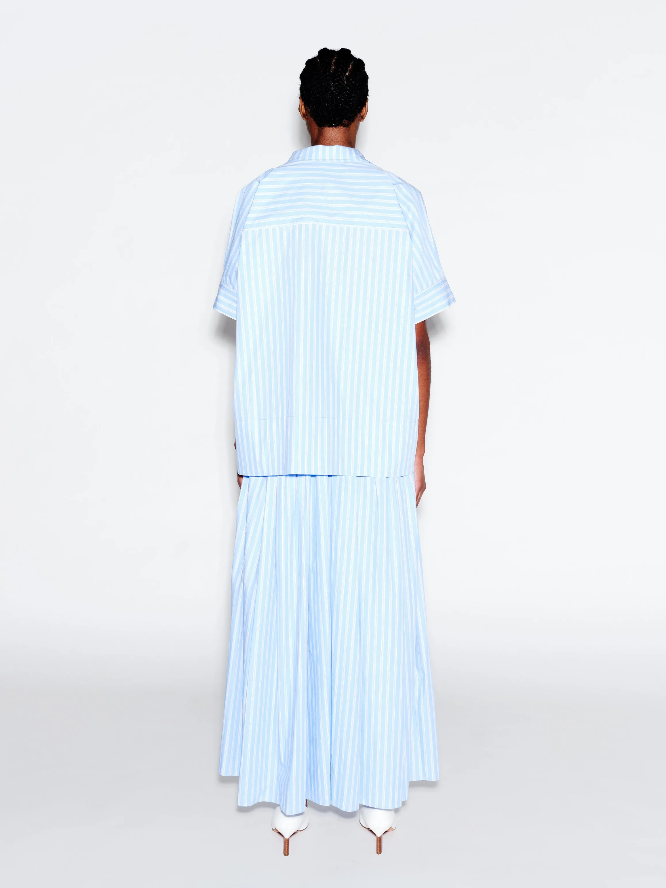 ZIP UP PULLOVER TOP - STRIPED SHIRTING